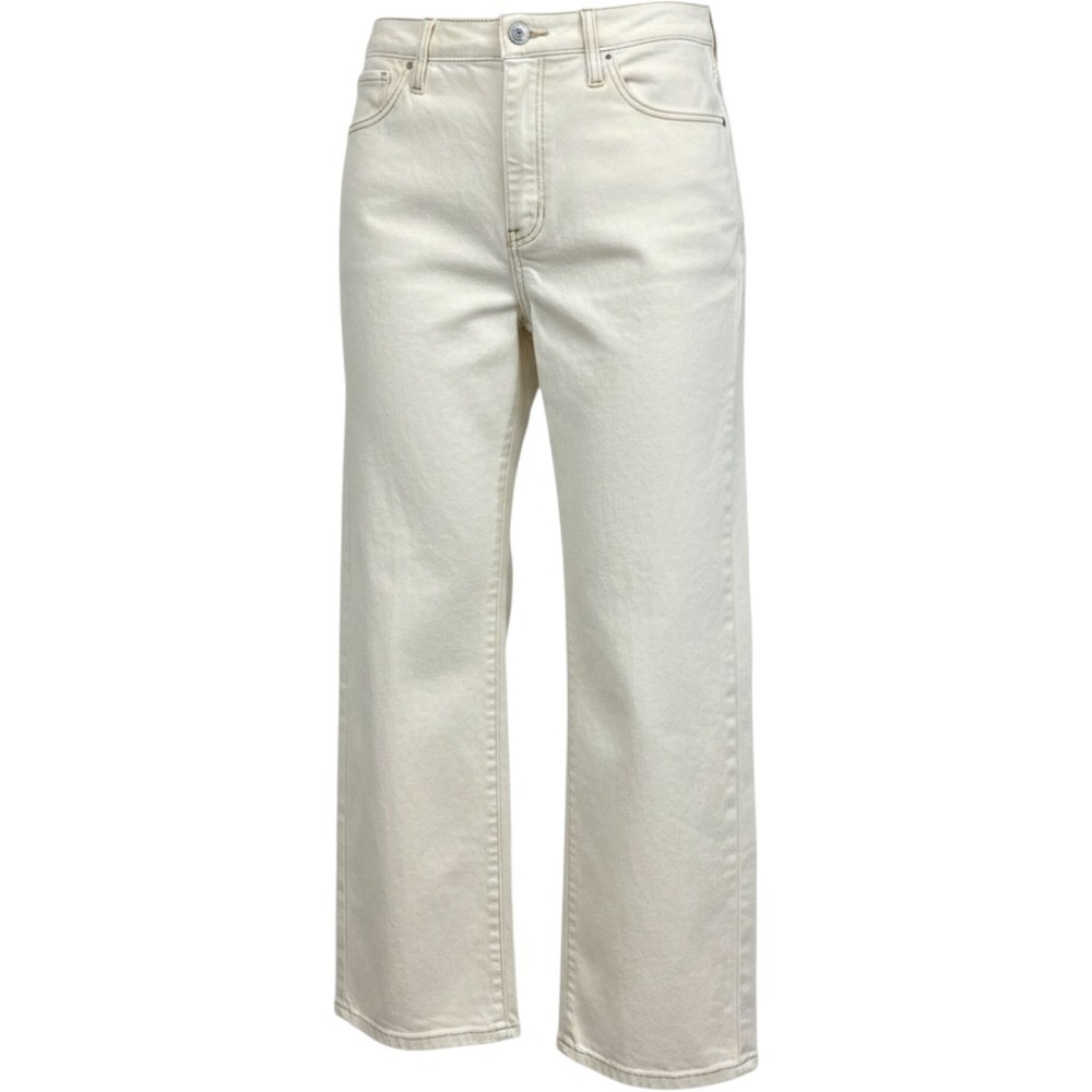 Terra & Sky Barrel Leg Jeans High Rise Tummy Control Cream Women 24W Minimalist